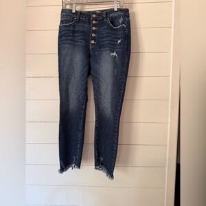 Kancan Women’s Skinny Straight Leg Jeans Size 11/29 Button Fly Ankle Cropped